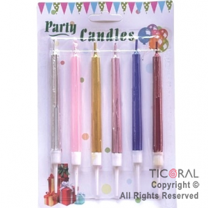 VELA COLORES METALIZADO SURTIDOS  9 CM x 6 UNIDADES